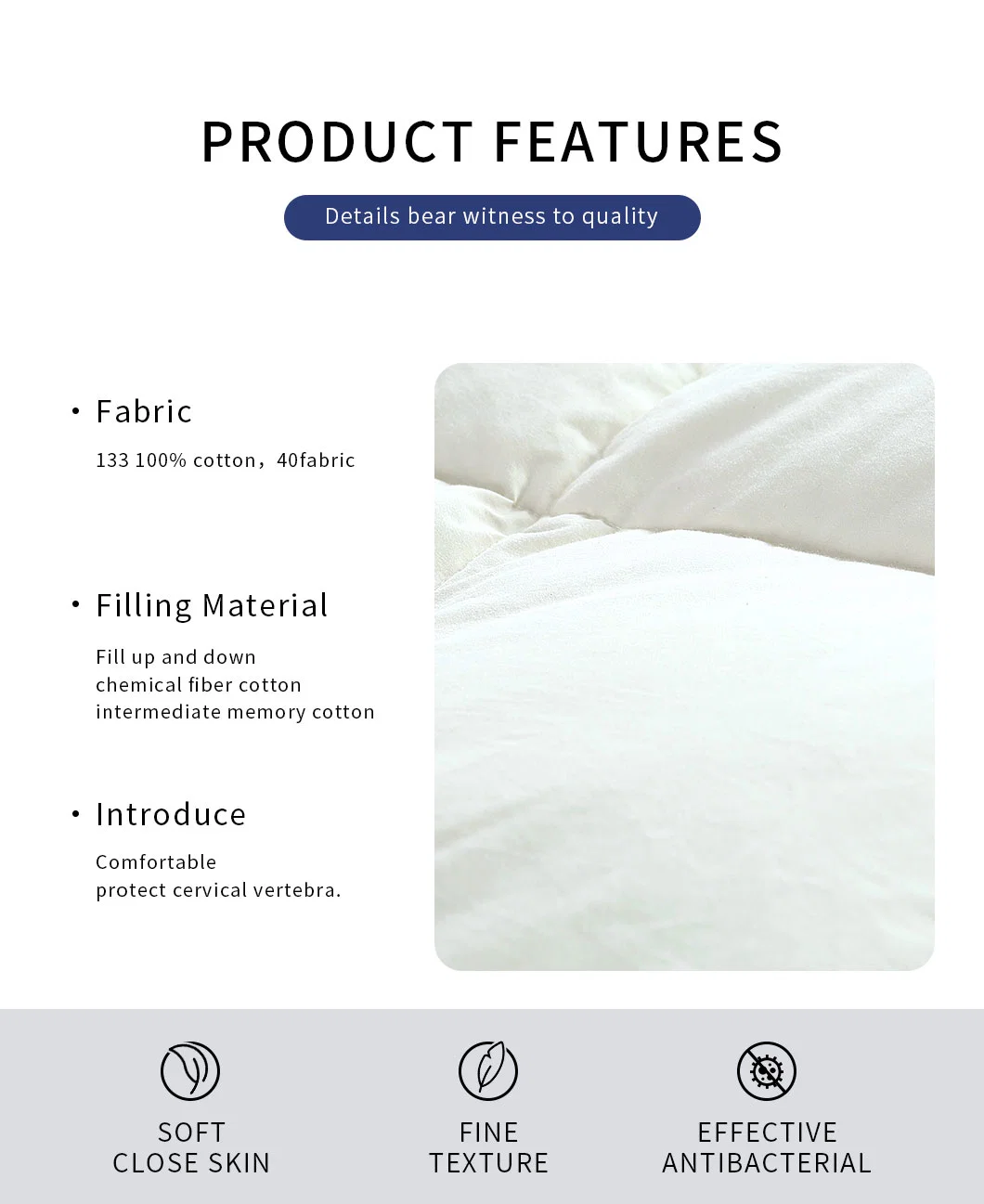 Breathable Ventilation Bedding Products Cotton Bed Pillows for Healthy Sleep