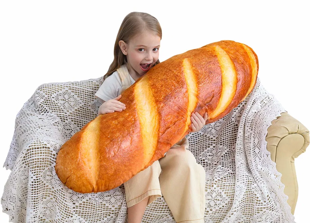 Wholesale Price 3D Simulation Bread Throw Pillow Soft Lumbar Baguette Back Cushion